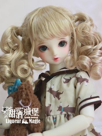 BJD Wig Gold Double Ponytail Curls for MSD Size Ball-jointed Doll