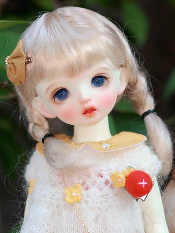 BJD Wig Double Braid Hair with Bangs for 1/6 YOSD Size Ball-jointed Doll