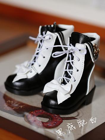 BJD Shoes Black&White Sailor Lace-up Boots for MSD/MDD/YOSD Size Ball Jointed Doll