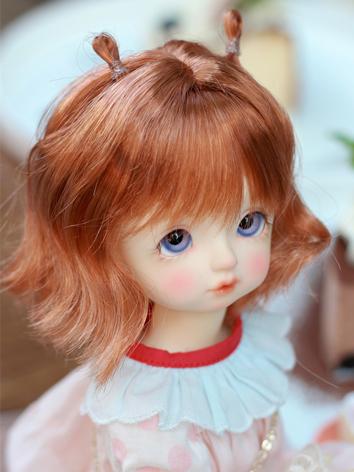 BJD Wig Carroty/Blue Short Hair with Bangs for 1/6 YOSD Size Ball-jointed Doll