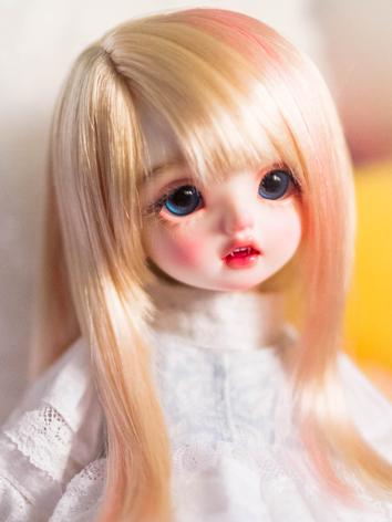 BJD Wig Girl Golden Pink Mixed Color Hair for YOSD/MSD Size Ball-jointed Doll