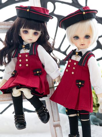 BJD Clothes Red/Black Outfit School Suit for YOSD Size Ball-jointed Doll