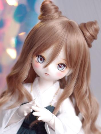 BJD Wig Girl Double Bun Long Curly Hair for SD/MSD/YOSD Size Ball-jointed Doll