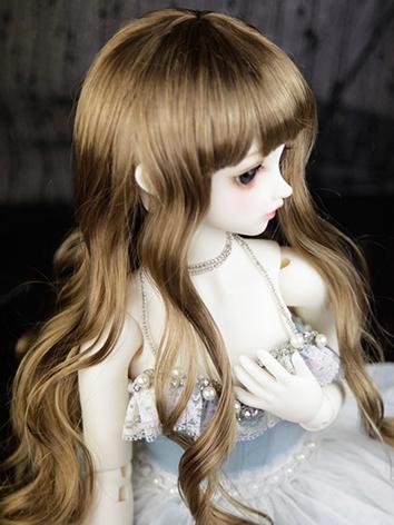 BJD Wig Girl Brown Curly Hair for SD Size Ball-jointed Doll