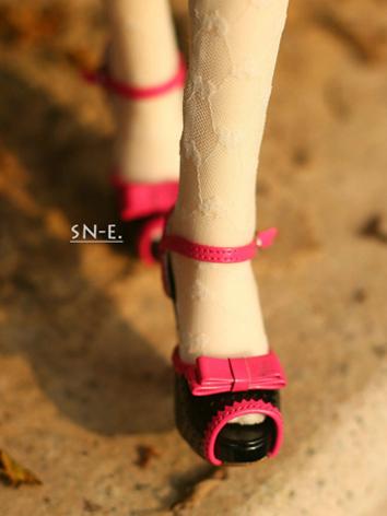 BJD Shoes Black&Pink Bow High Heels for SD16 Size Ball-jointed Doll