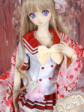 BJD Clothes 1/3 Kimono-style Sailor Uniform Red for SD/DD/DDS/DDDY Size Ball-jointed Doll