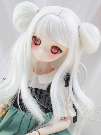 BJD Wig Girl White/Red Long Hair for SD/MSD Size Ball-jointed Doll
