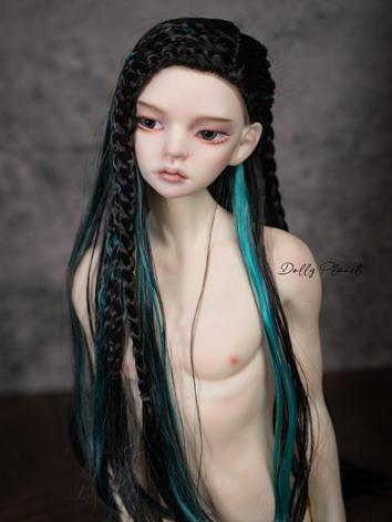 BJD Wig Green&Black Long Braids Hair for SD Size Ball-jointed Doll