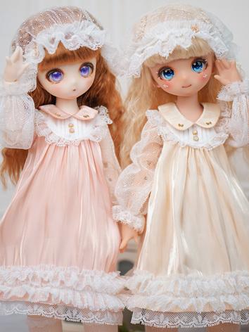 BJD Clothes Girl Pink/Beige Dress Set for MSD/MDD Size Ball-jointed Doll