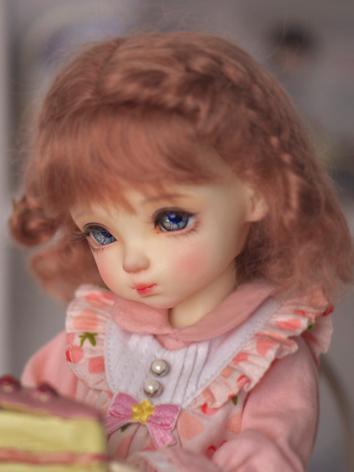 BJD Wig Girl Mohair Dark Pink Short Hair for YOSD Size Ball-jointed Doll