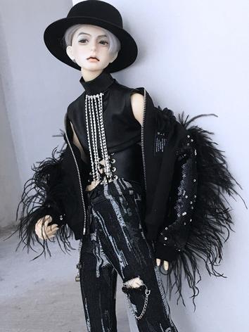 BJD Clothes Male Fashion Black Outfit Set for SD/SD17/70cm Size Ball-jointed Doll