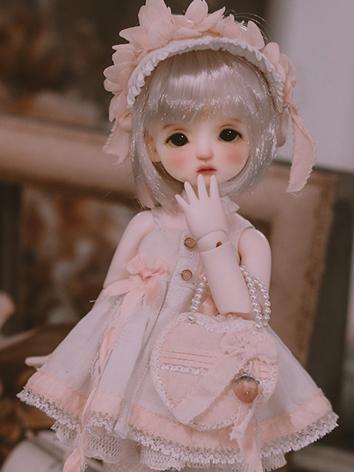 BJD Clothes Girl Pink&White Dress Set for YOSD Size Ball-jointed Doll