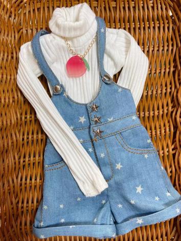 BJD Clothes Denim Overalls Shirt Set for SD/MSD/DD Size Ball-jointed Doll 