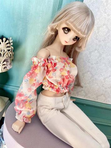 BJD Clothes Summer Off-shoulder Top Pants for SD/MSD/DD Size Ball-jointed Doll