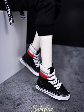 BJD Shoes Black/White Stitching High-top Shoes for MSD/SD/70cm Size Ball-jointed Doll