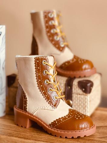 BJD Shoes Brown&White Vintage Boots for 70cm Size Ball-jointed Doll