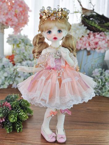 BJD Clothes Pink/Green Princess Dress Crown Suit for YOSD Size Ball-jointed Doll
