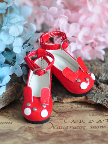 BJD Shoes Red Cute Rabbit Shoes for YOSD Size Ball-jointed Doll