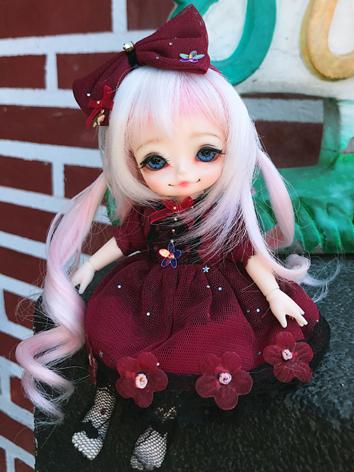 BJD Clothes 1/8 Red Velvet Dress Set for 1/8 Size Ball-jointed Doll