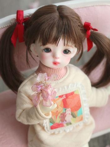 BJD Wig Girl Chocolate Brown Double Ponytail Hair for SD/MSD/YOSD Size Ball-jointed Doll