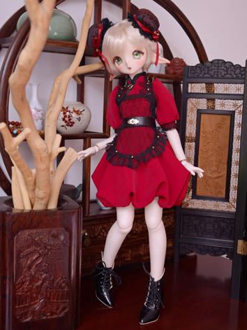 BJD Clothes Girl New Year Red Dress Suit for MSD/MDD/SD Size Ball-jointed Doll