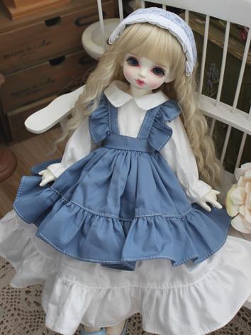 BJD Clothes Girl Blue&White Dress for YOSD/MSD/SD Size Ball-jointed Doll