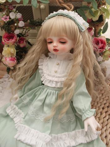 BJD Clothes Light Green Dress with Headwear for YOSD/MSD/SD Size Ball-jointed Doll