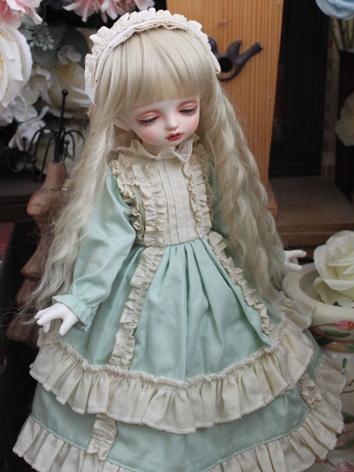 BJD Clothes Green Dress with Headwear for YOSD/MSD/SD Size Ball-jointed Doll
