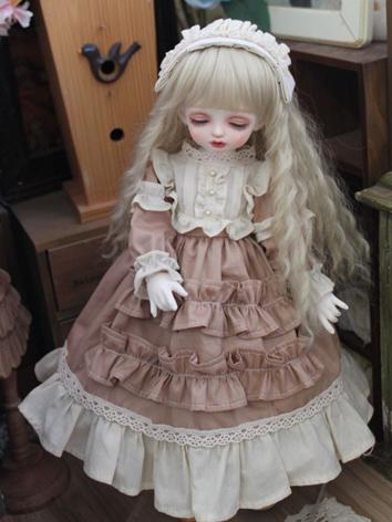 BJD Clothes Brown Cake Skirt with Headwear for YOSD/MSD/SD Size Ball-jointed Doll