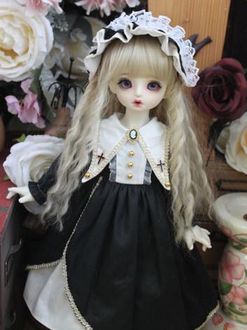 BJD Clothes Cute Black Dress with Headwear for YOSD/MSD/SD Size Ball-jointed Doll