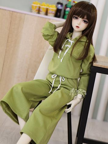 BJD Clothes Green Hoodie Wide-leg Pants Suit for MSD/SD/SD16 Size Ball-jointed Doll