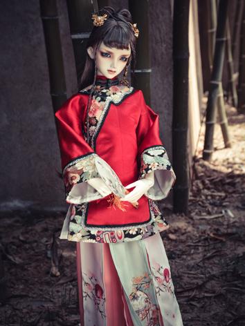 BJD Clothes Girl Red Ancient Costume (Fei) for MSD/SD/SD16 Size Ball-jointed Doll