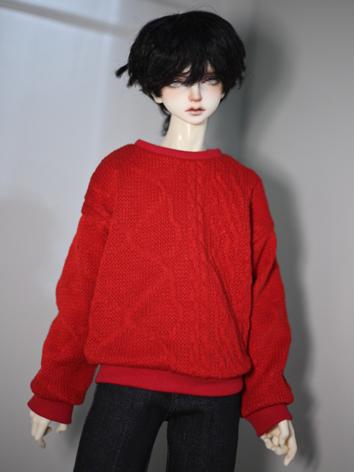 BJD Clothes Red Textured Knit Pullover A408 for MSD/SD/70cm/75cm Size Ball-jointed Doll