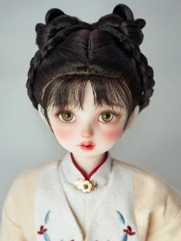 BJD Wig Black Bun Hair - Small Butterfly WG321126X for SD Size Ball-jointed Doll