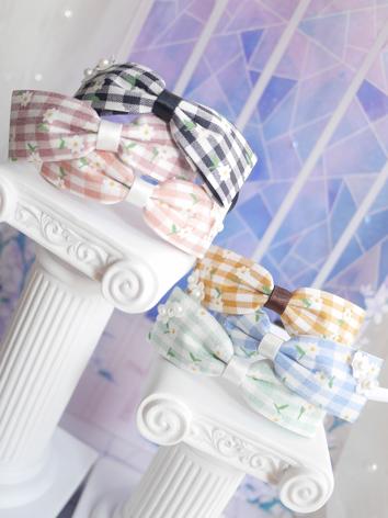 BJD Accessories Floral Plaid Bow Headband for SD/MSD/YOSD Size Ball-jointed Doll