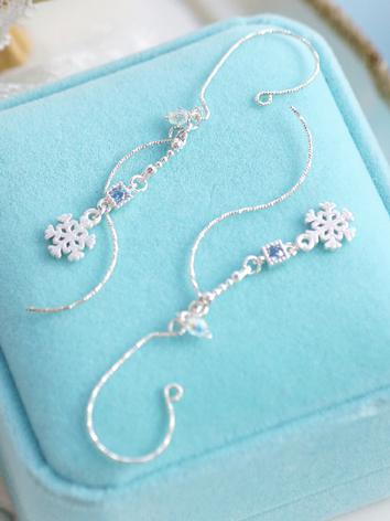 BJD Accessaries Silver Snowflake Earrings X182 for SD/DD Size Ball-jointed Doll