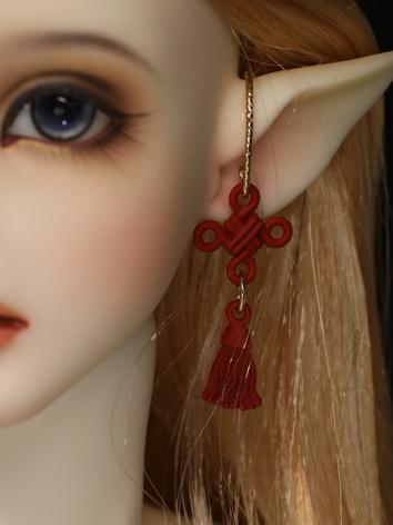 BJD Accessories Red Tassel Earrings for MSD/SD/YOSD Size Ball-jointed Doll