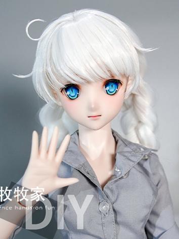 BJD Wig White Double Ponytail Hair for SD/MSD Size Ball-jointed Doll