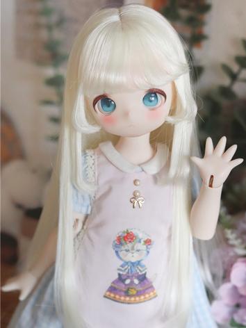 BJD Wig Milk White/Brown/Cyan Long Hair for MSD/SD Size Ball-jointed Doll