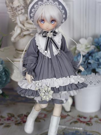 BJD Clothes Girl White&Gray Western Dress【Little pigeons】for MSD/MDD Size Ball-jointed Doll