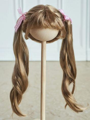 BJD Wig Linen Double Ponytail Curly Hair WG322035 for SD Size Ball-jointed Doll