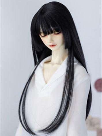 BJD Wig Black/Silver Long Hair for SD/MSD Size Ball-jointed Doll