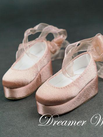 BJD Shoes Pink Ribbon Princess Shoes for MSD Size Ball-jointed Doll