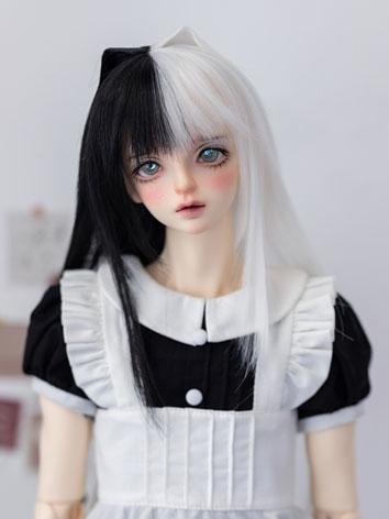 BJD Wig Black&White Cat Ear Hair for SD Size Ball-jointed Doll