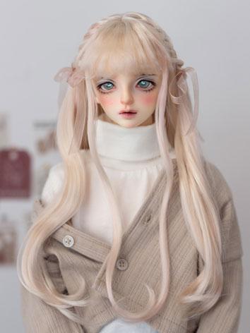 BJD Wig Gold Pink Wavy Hair for SD Size Ball-jointed Doll
