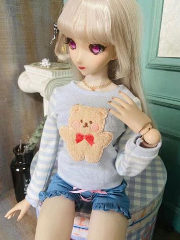 BJD Clothes Blue Striped Sweatshirt and Shorts for SD/DD/MSD Size Ball-jointed Doll