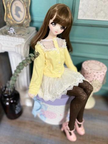 BJD Clothes Yellow Cardigan and White Skirt Suit for SD/DD Size Ball-jointed Doll