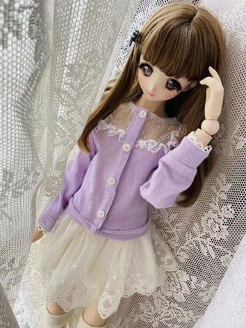 BJD Clothes Purple Cardigan and White Skirt Suit for SD/DD Size Ball-jointed Doll