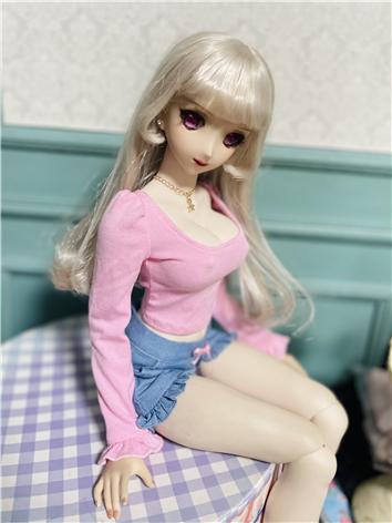BJD Clothes Pink Top and Denim Shorts Suit for SD/DD Size Ball-jointed Doll