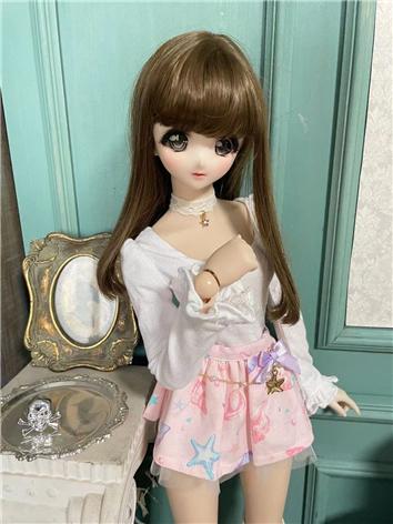 BJD Clothes White Top and Pink Skirt Suit for SD/DD Size Ball-jointed Doll